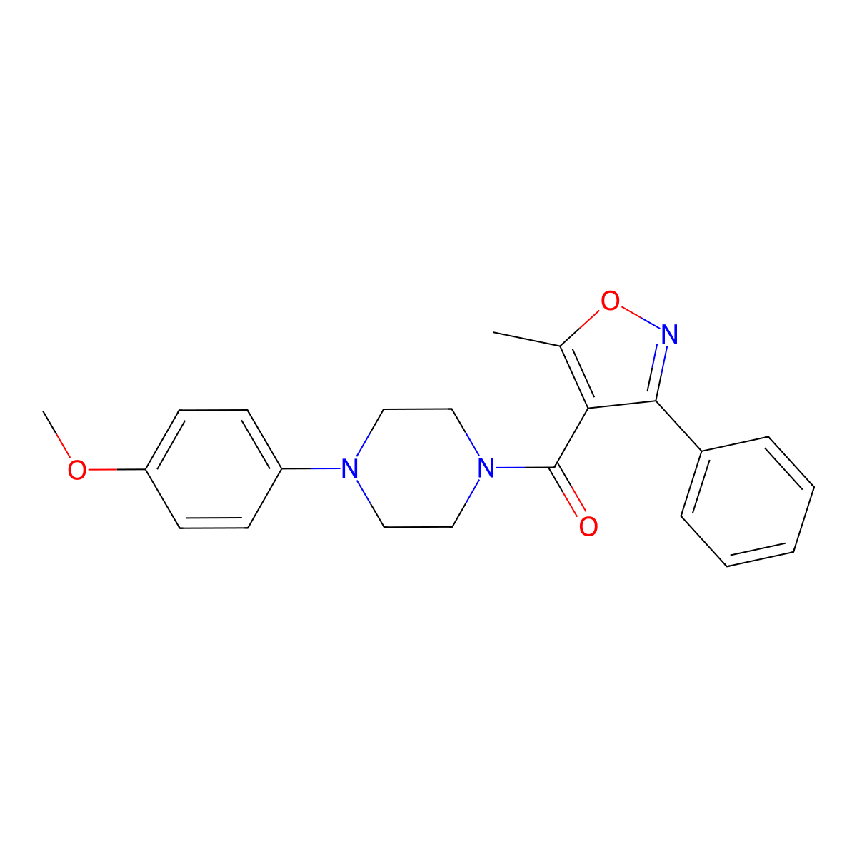 [4-(4-Methoxyphenyl)piperazin-1-yl]-(5-methyl-3-phenyl-1,2-oxazol-4-yl)methanone molecular structure, CAS 801224-44-2