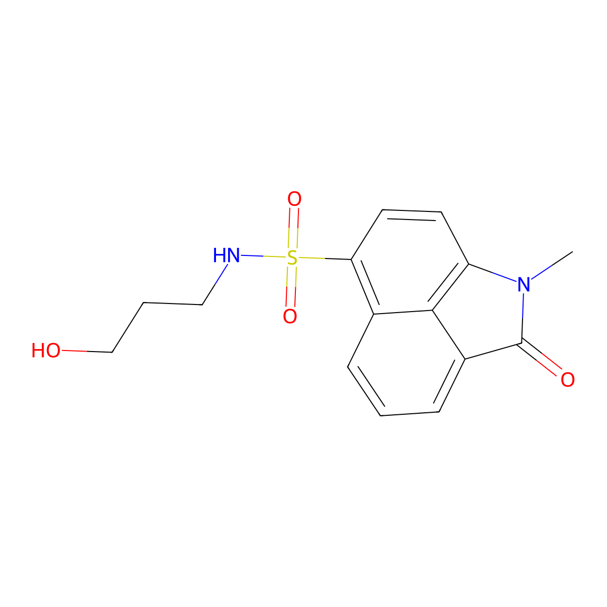N-(3-hydroxypropyl)-1-methyl-2-oxo-1,2-dihydrobenzo[cd]indole-6-sulfonamide molecular structure, CAS 801224-70-4