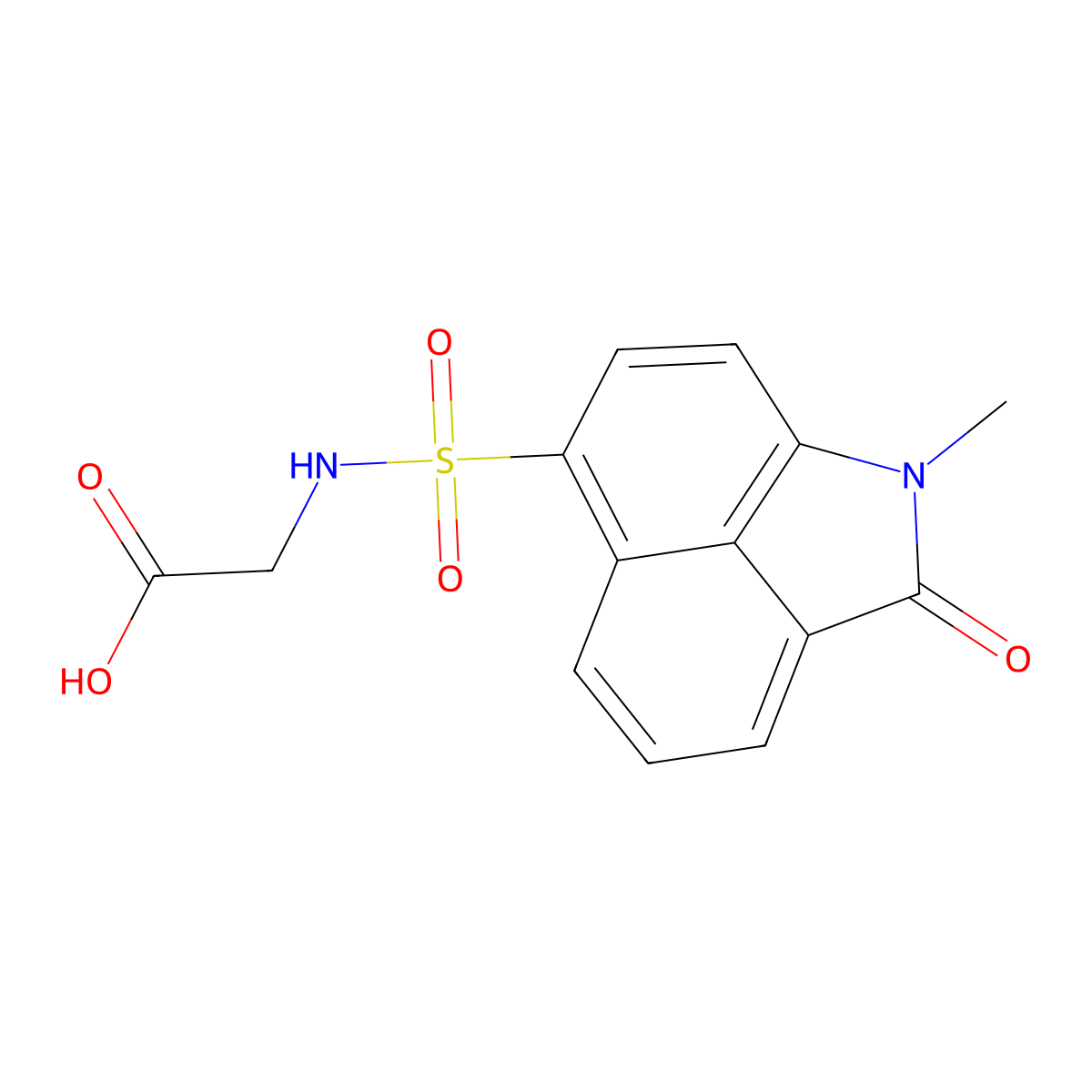 2-[(1-Methyl-2-oxobenzo[cd]indol-6-yl)sulfonylamino]acetic acid molecular structure, CAS 801224-73-7