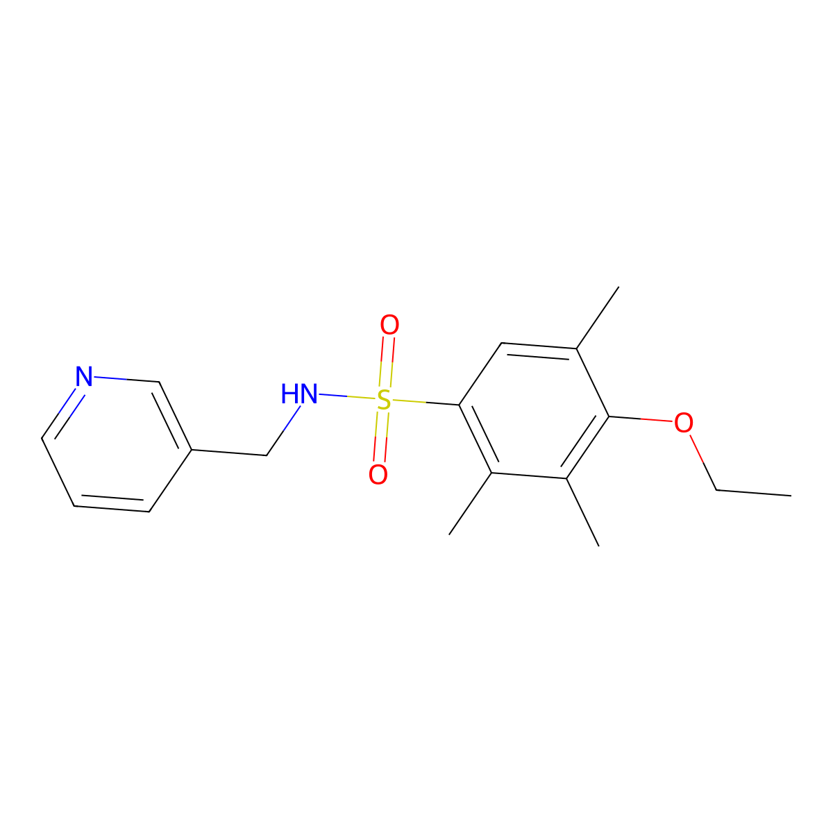 4-ethoxy-2,3,5-trimethyl-N-(3-pyridinylmethyl)benzenesulfonamide molecular structure, CAS 801224-89-5