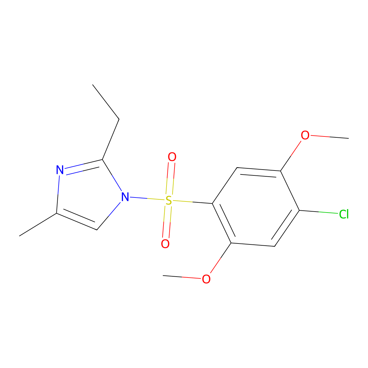1-(4-Chloro-2,5-dimethoxyphenyl)sulfonyl-2-ethyl-4-methylimidazole molecular structure, CAS 801224-93-1