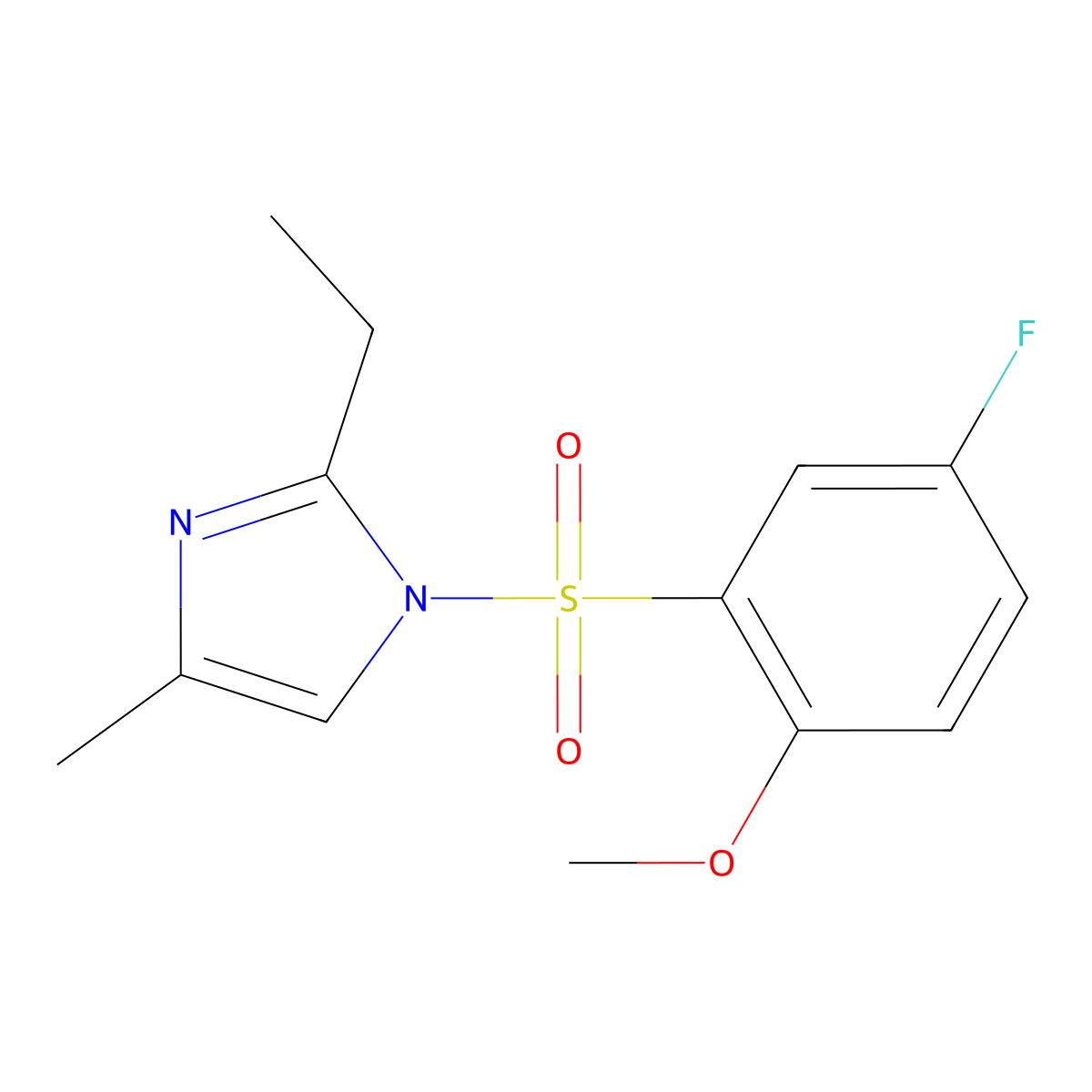 2-Ethyl-1-(5-fluoro-2-methoxyphenyl)sulfonyl-4-methylimidazole molecular structure, CAS 801224-94-2