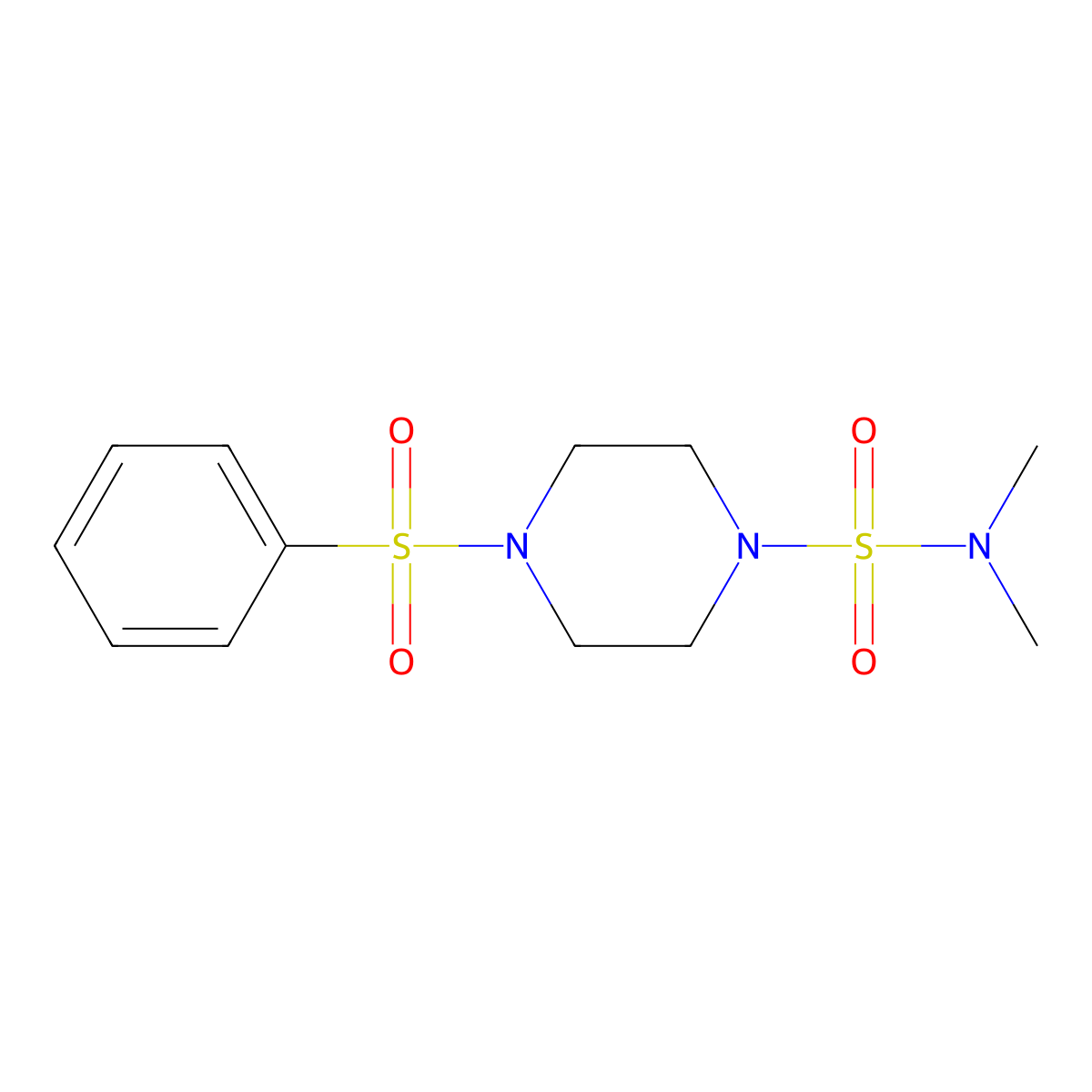 4-(benzenesulfonyl)-N,N-dimethylpiperazine-1-sulfonamide molecular structure, CAS 801225-05-8
