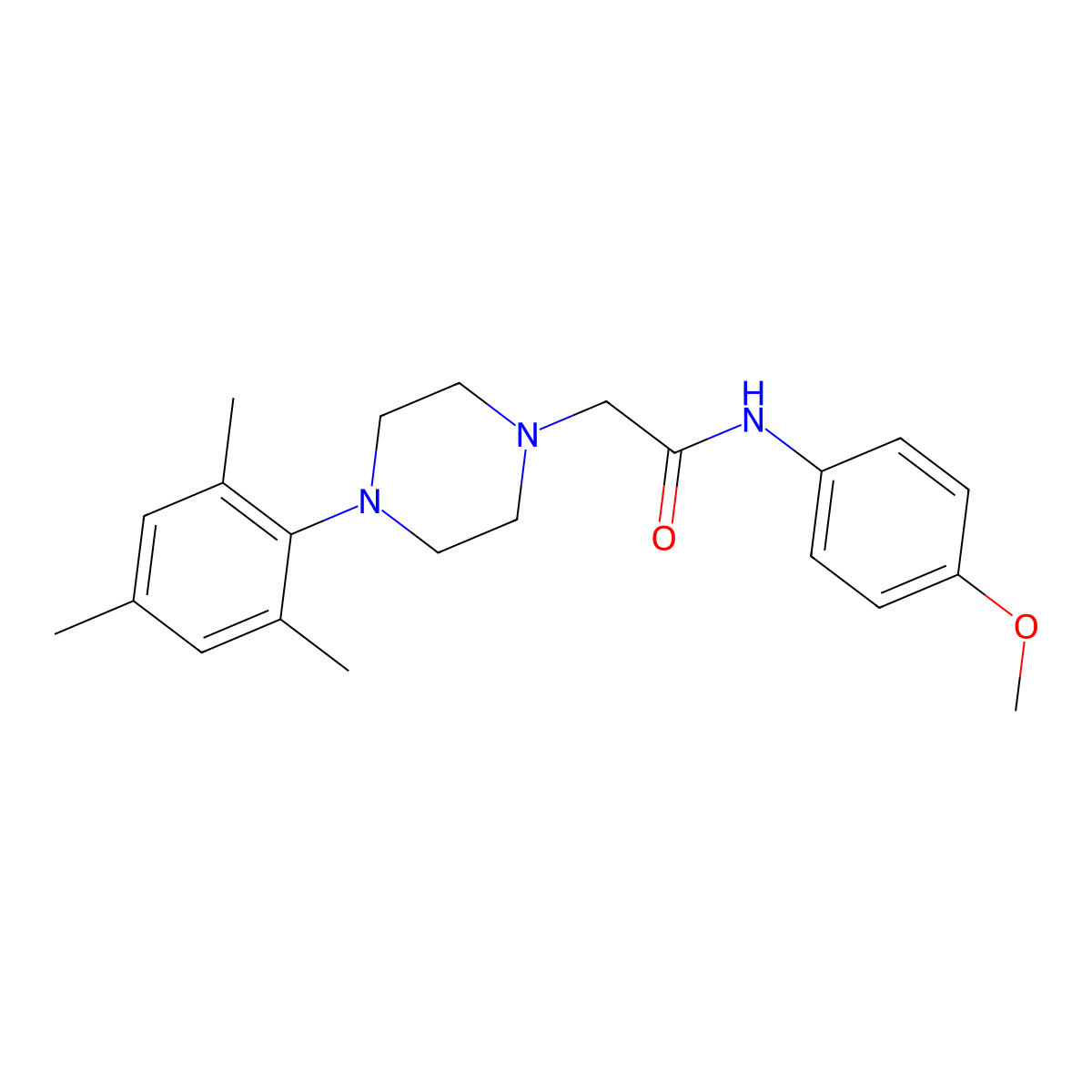 N-(4-methoxyphenyl)-2-[4-(2,4,6-trimethylphenyl)piperazin-1-yl]acetamide molecular structure, CAS 801225-07-0