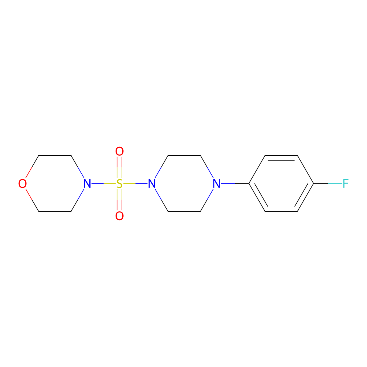 4-((4-(4-Fluorophenyl)piperazin-1-yl)sulfonyl)morpholine molecular structure, CAS 801225-16-1