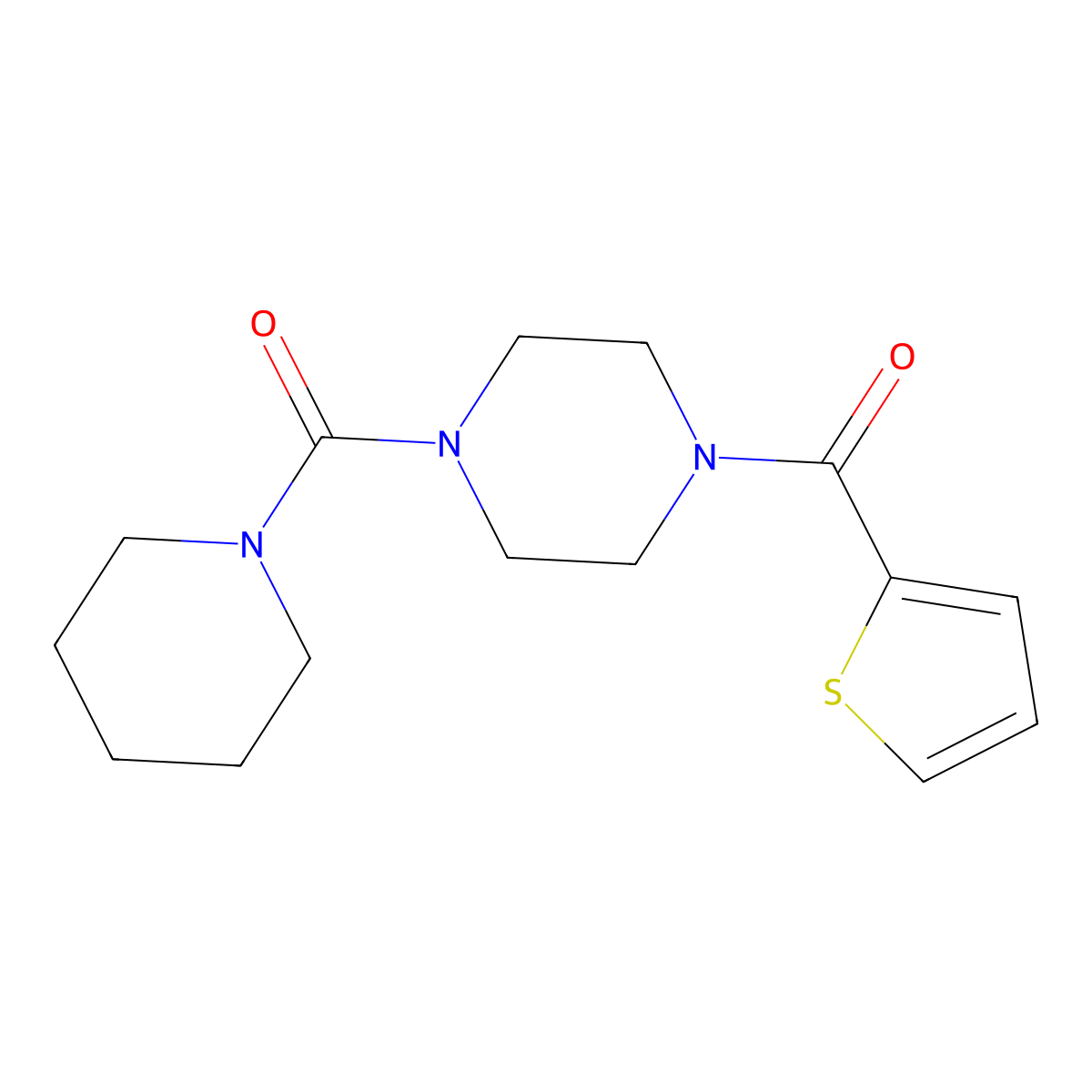 Piperidyl 4-(2-thienylcarbonyl)piperazinyl ketone molecular structure, CAS 801225-17-2