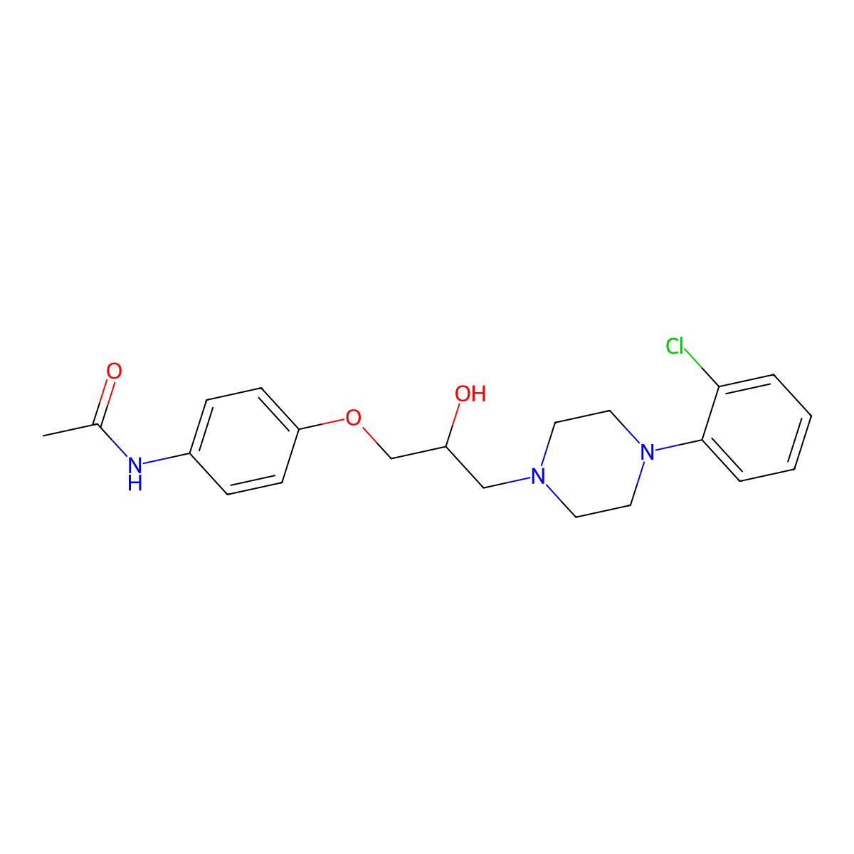 N-(4-{3-[4-(2-chlorophenyl)piperazin-1-yl]-2-hydroxypropoxy}phenyl)acetamide molecular structure, CAS 801225-18-3