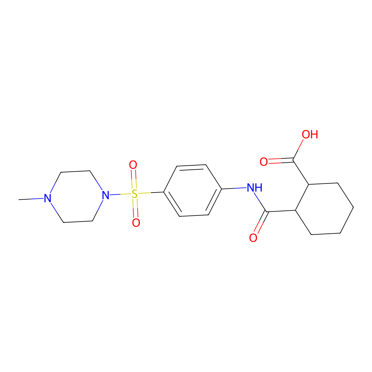 2-((4-((4-Methylpiperazin-1-yl)sulfonyl)phenyl)carbamoyl)cyclohexanecarboxylic acid molecular structure, CAS 801225-22-9