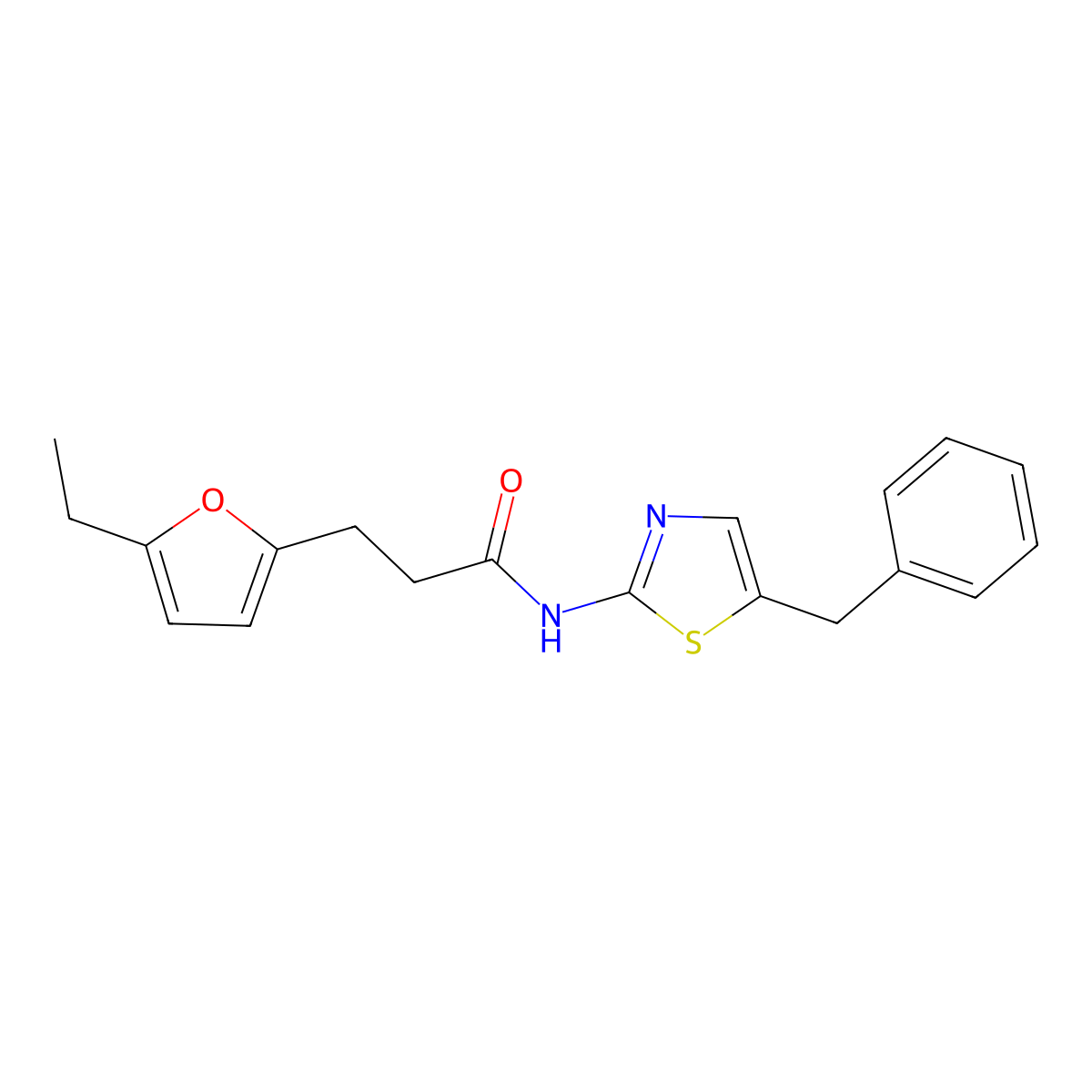 N-(5-benzyl-1,3-thiazol-2-yl)-3-(5-ethylfuran-2-yl)propanamide molecular structure, CAS 801226-15-3