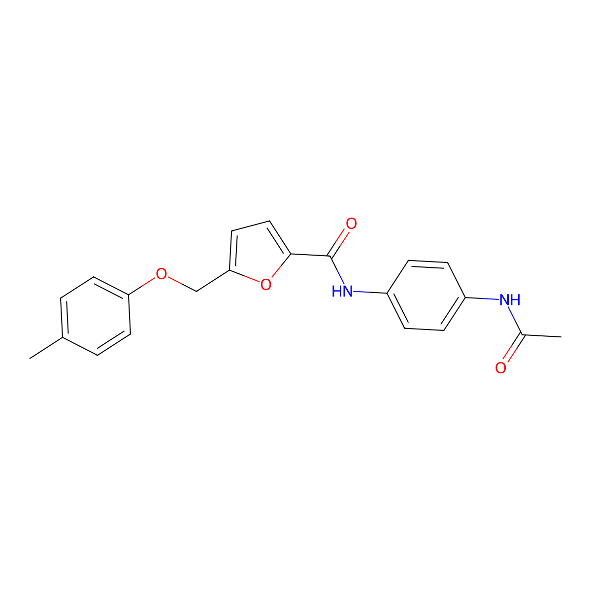 N-(4-acetamidophenyl)-5-[(4-methylphenoxy)methyl]furan-2-carboxamide molecular structure, CAS 801226-68-6