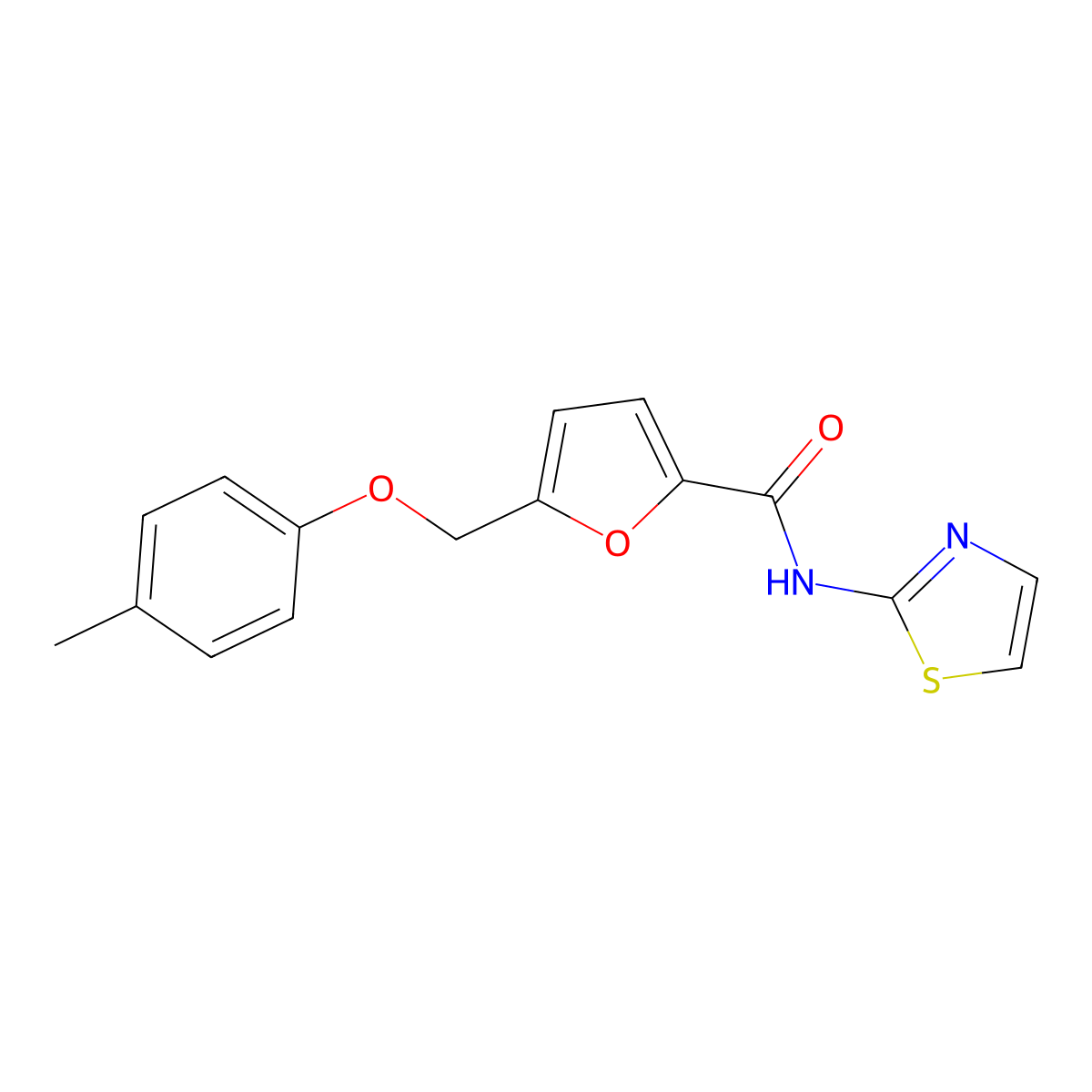 5-[(4-methylphenoxy)methyl]-N-(1,3-thiazol-2-yl)furan-2-carboxamide molecular structure, CAS 801226-71-1