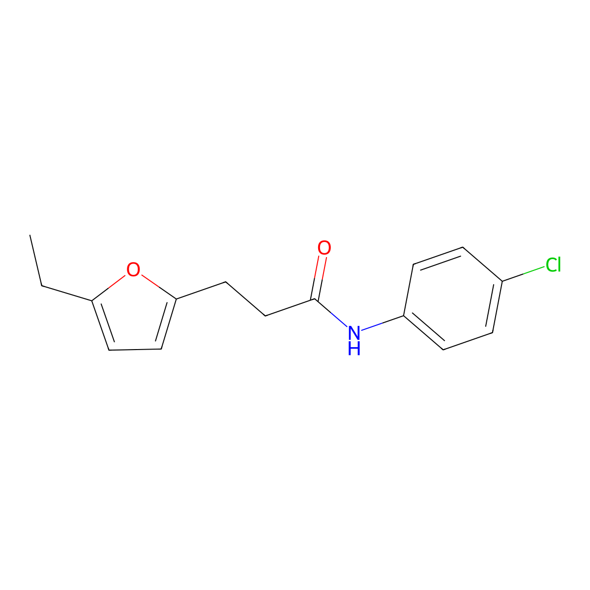 N-(4-chlorophenyl)-3-(5-ethylfuran-2-yl)propanamide molecular structure, CAS 801227-68-9