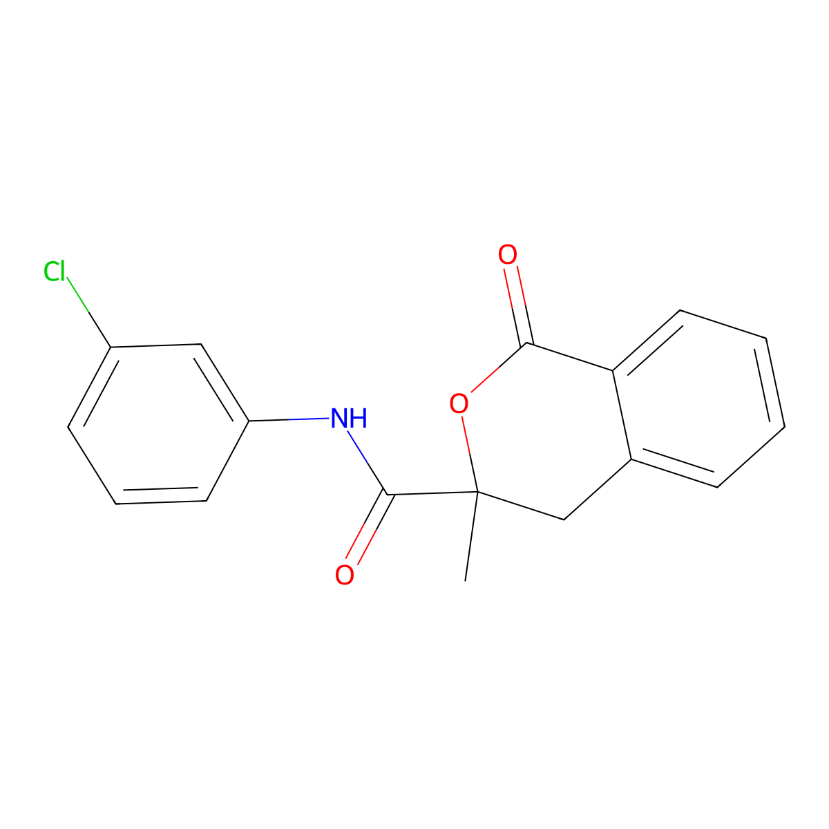 3-Methyl-1-oxo-isochroman-3-carboxylic acid (3-chloro-phenyl)-amide molecular structure, CAS 801227-77-0
