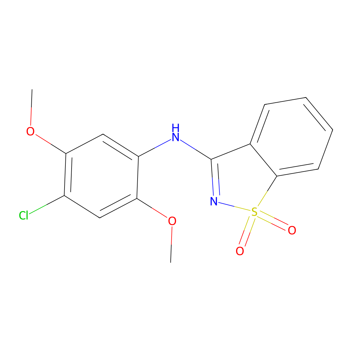 N-(4-chloro-2,5-dimethoxyphenyl)-N-(1,1-dioxido-1,2-benzisothiazol-3-yl)amine molecular structure, CAS 801227-86-1