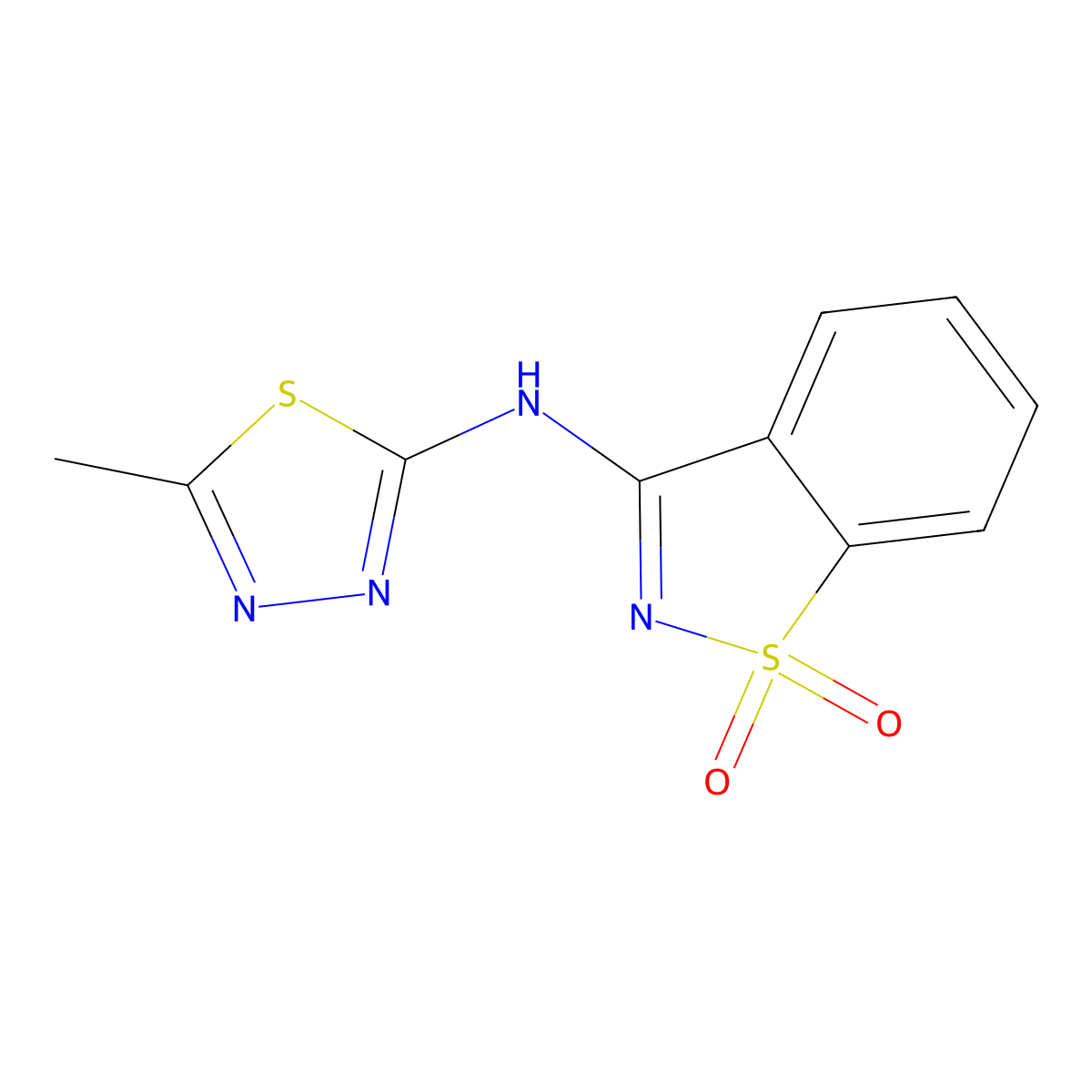 N-(5-methyl-1,3,4-thiadiazol-2-yl)-1,2-benzothiazol-3-amine 1,1-dioxide molecular structure, CAS 801227-88-3