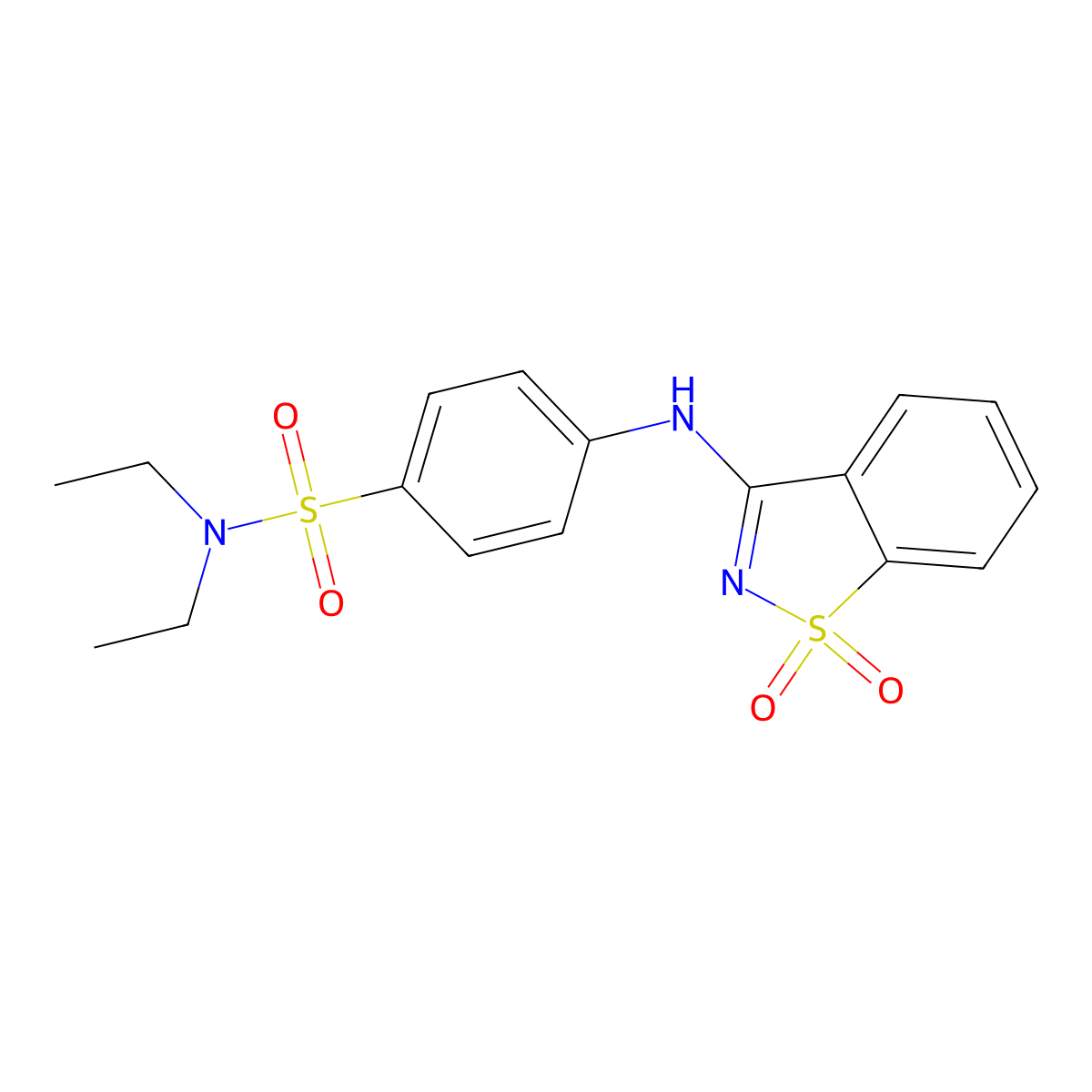 4-[(1,1-dioxido-1,2-benzothiazol-3-yl)amino]-N,N-diethylbenzenesulfonamide molecular structure, CAS 801228-05-7