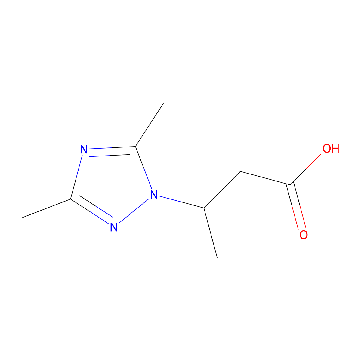3-(3,5-dimethyl-1H-1,2,4-triazol-1-yl)butanoic acid molecular structure, CAS 801228-16-0