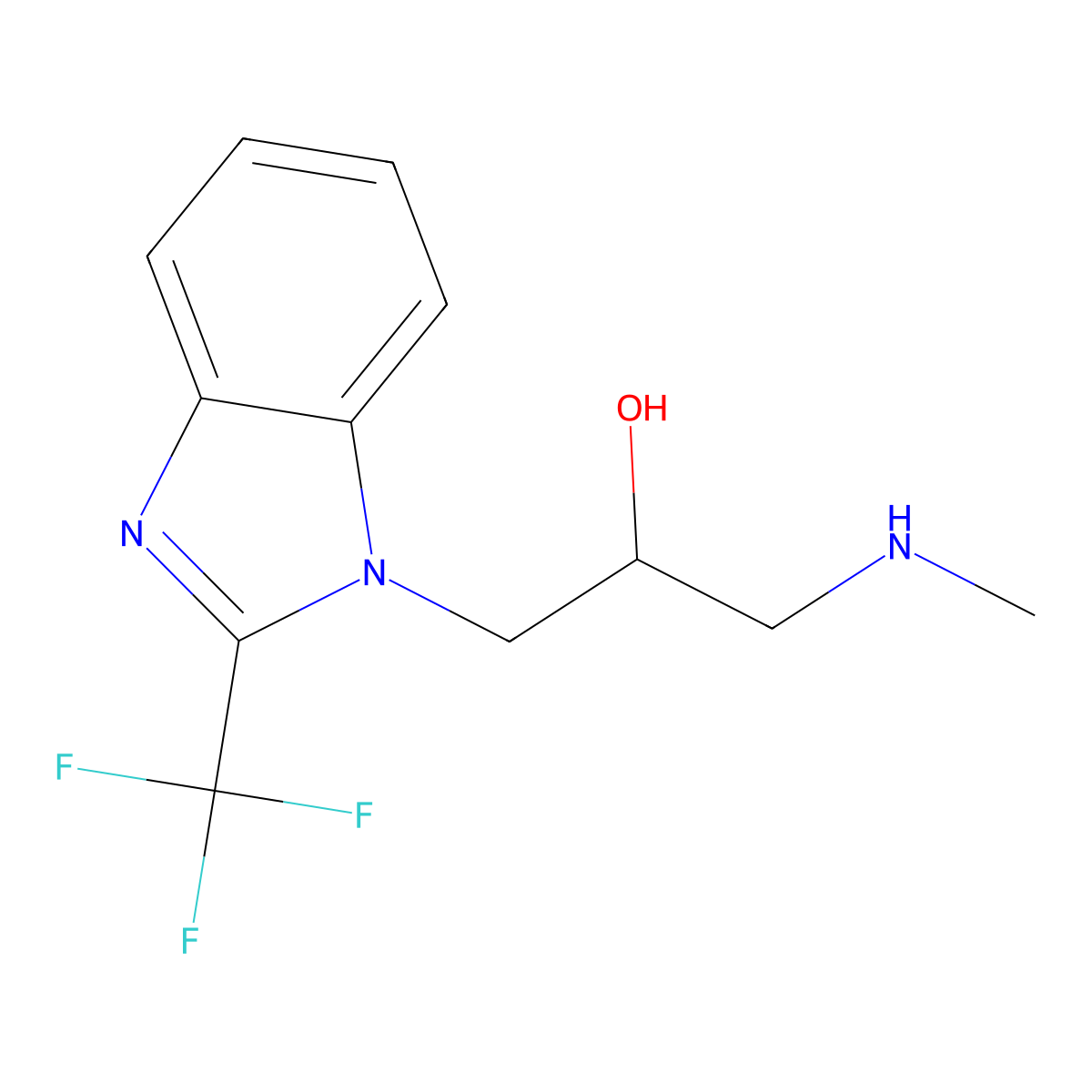 1-Methylamino-3-(2-trifluoromethyl-benzoimidazol-1-yl)-propan-2-ol molecular structure, CAS 801228-17-1