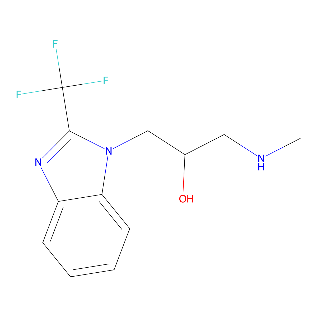 1-Methylamino-3-(2-trifluoromethyl-benzoimidazol-1-yl)-propan-2-ol molecular structure, CAS 801228-17-1