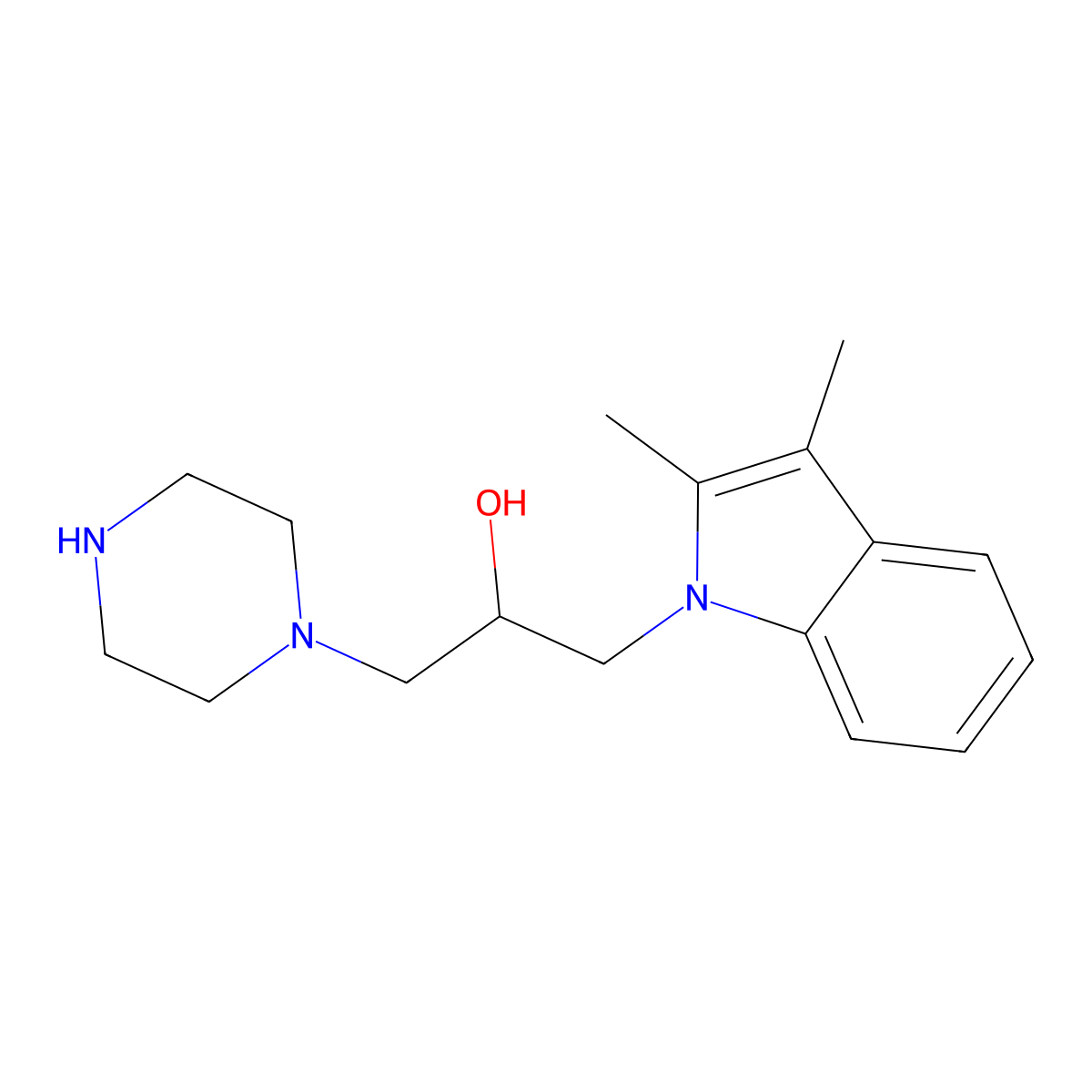 1-(2,3-Dimethyl-indol-1-yl)-3-piperazin-1-yl-propan-2-ol molecular structure, CAS 801228-18-2