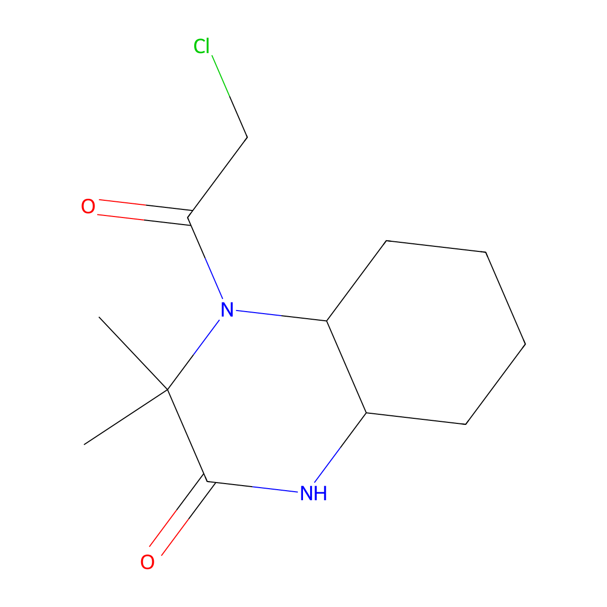4-(2-Chloroacetyl)-3,3-dimethyl-octahydro-quinoxalin-2-one molecular structure, CAS 801228-29-5