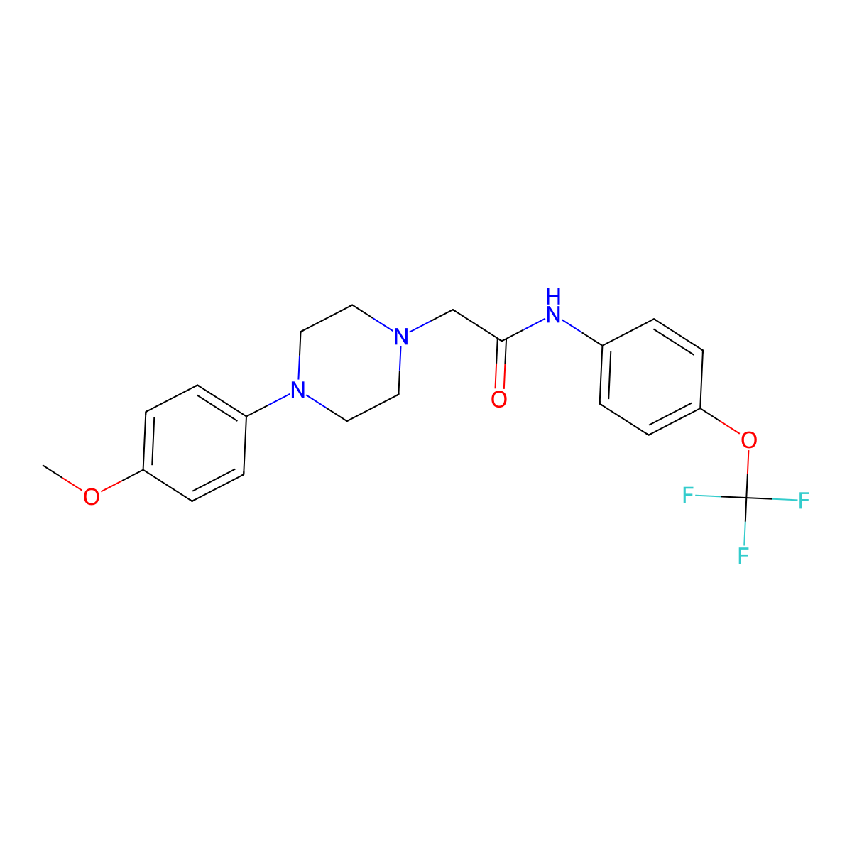 2-[4-(4-methoxyphenyl)piperazin-1-yl]-N-[4-(trifluoromethoxy)phenyl]acetamide molecular structure, CAS 801228-31-9