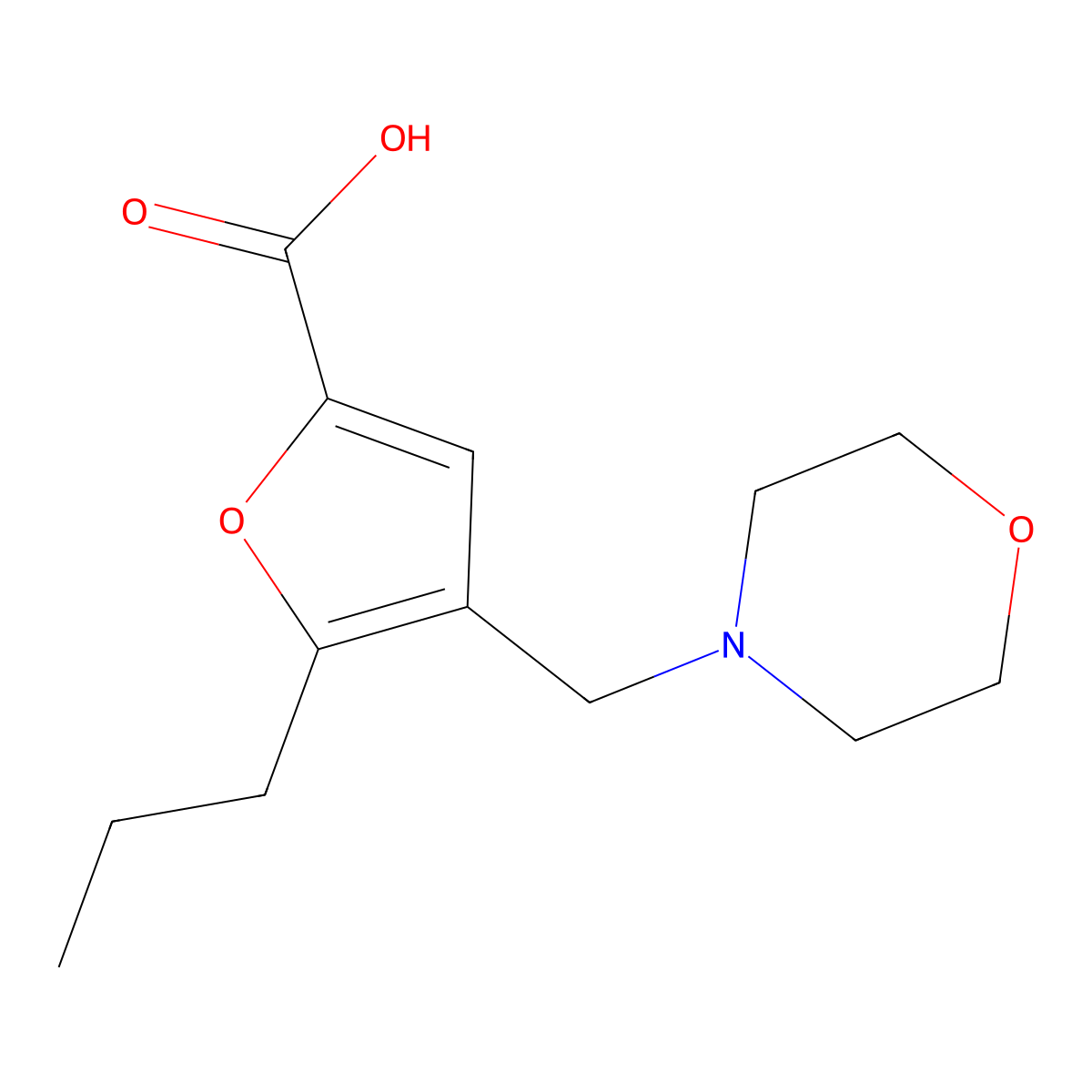 4-(Morpholinomethyl)-5-propylfuran-2-carboxylic acid molecular structure, CAS 801228-35-3
