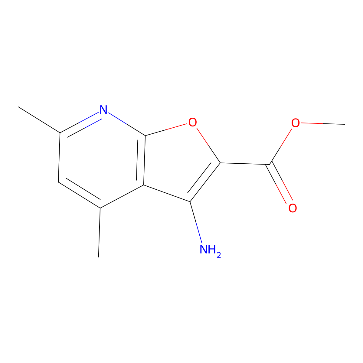 Methyl 3-amino-4,6-dimethylfuro[2,3-b]pyridine-2-carboxylate molecular structure, CAS 801228-39-7