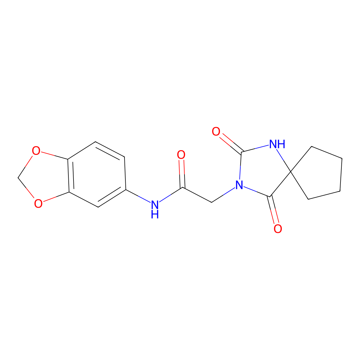 N-(2H-1,3-benzodioxol-5-yl)-2-{2,4-dioxo-1,3-diazaspiro[4.4]nonan-3-yl}acetamide molecular structure, CAS 801230-69-3