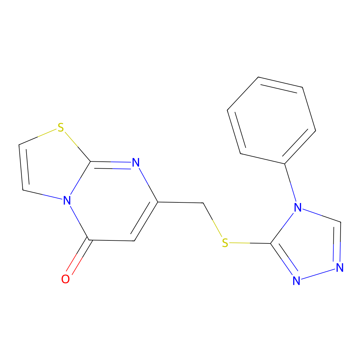 7-{[(4-phenyl-4H-1,2,4-triazol-3-yl)sulfanyl]methyl}-5H-[1,3]thiazolo[3,2-a]pyrimidin-5-one molecular structure, CAS 801234-22-0