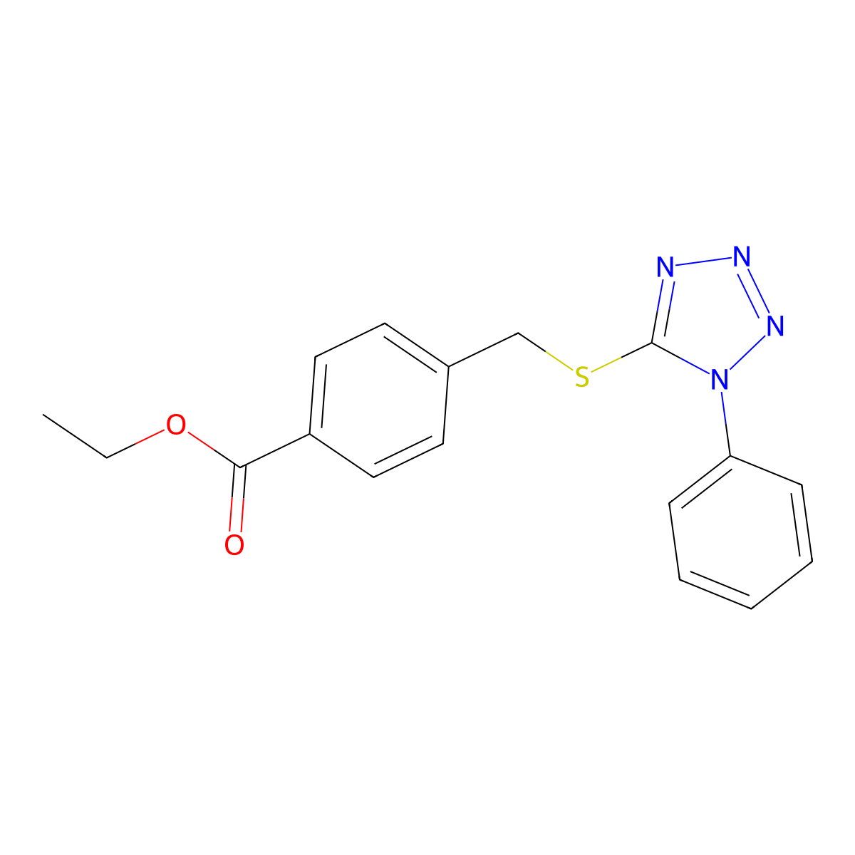 ethyl 4-{[(1-phenyl-1H-tetrazol-5-yl)sulfanyl]methyl}benzoate molecular structure, CAS 801244-39-3