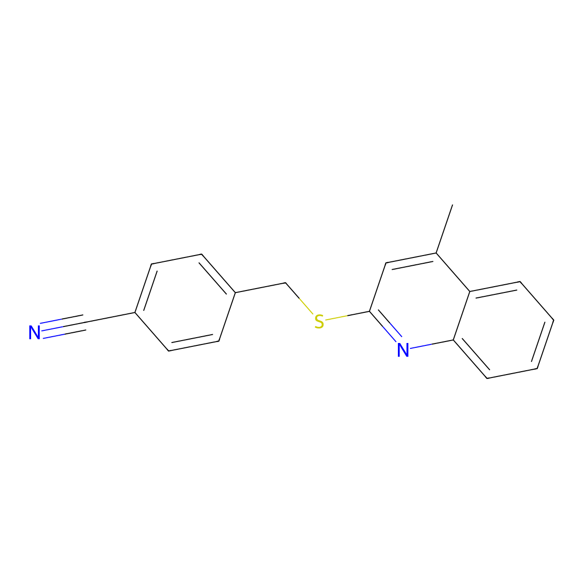 4-[(4-Methylquinolin-2-yl)sulfanylmethyl]benzonitrile molecular structure, CAS 801247-86-9