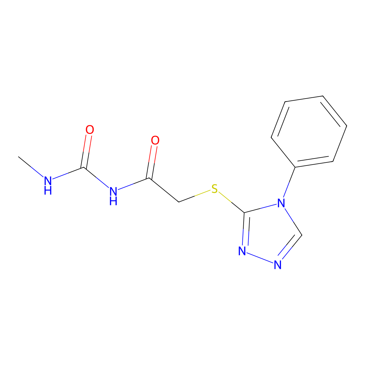3-methyl-1-{2-[(4-phenyl-4H-1,2,4-triazol-3-yl)sulfanyl]acetyl}urea molecular structure, CAS 801251-06-9