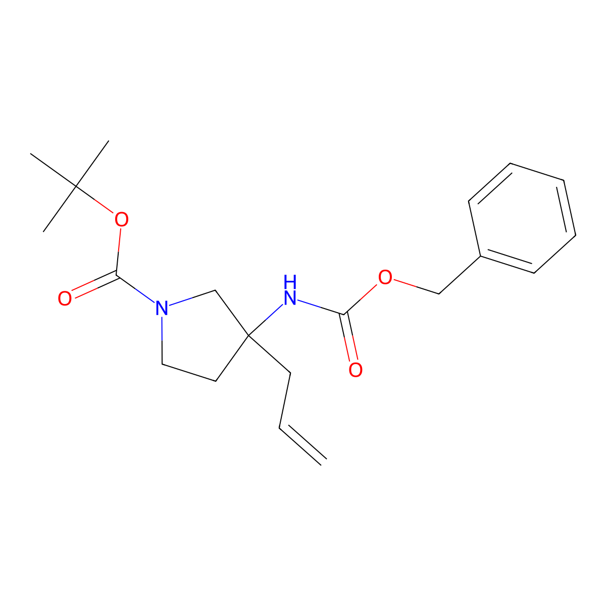 Tert-butyl 3-{[(benzyloxy)carbonyl]amino}-3-(prop-2-en-1-yl)pyrrolidine-1-carboxylate molecular structure, CAS 801252-54-0