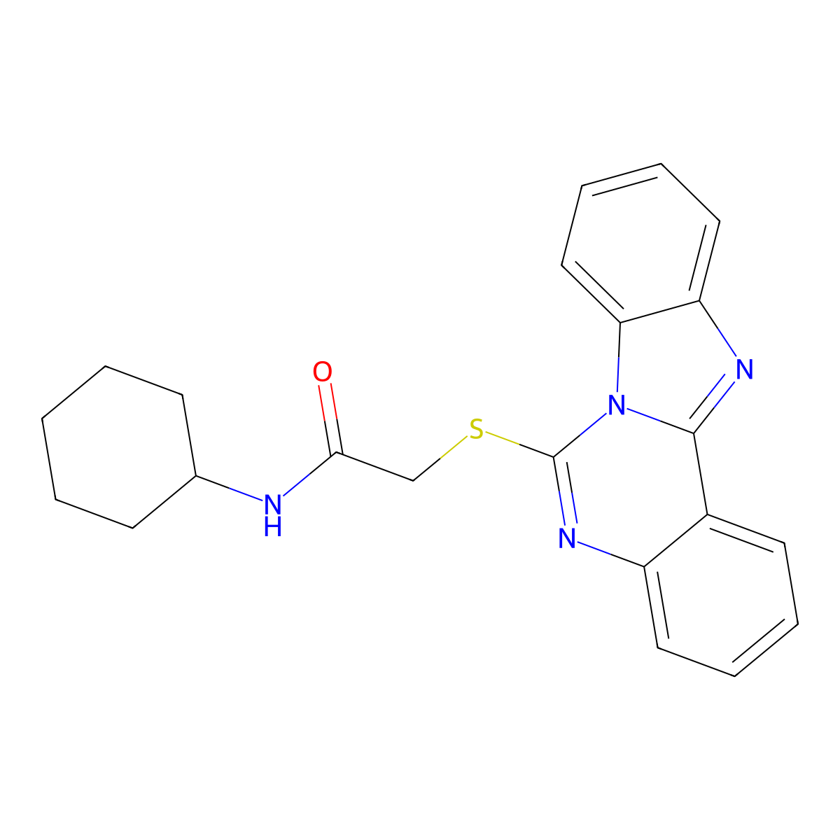 2-(benzimidazolo[1,2-c]quinazolin-6-ylsulfanyl)-N-cyclohexylacetamide molecular structure, CAS 801260-66-2