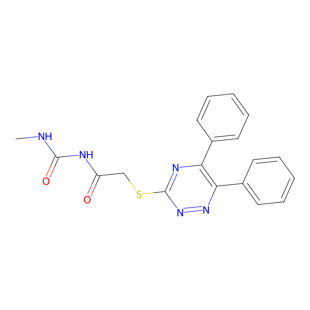 2-[(5,6-diphenyl-1,2,4-triazin-3-yl)sulfanyl]-N-(methylcarbamoyl)acetamide molecular structure, CAS 801264-08-4