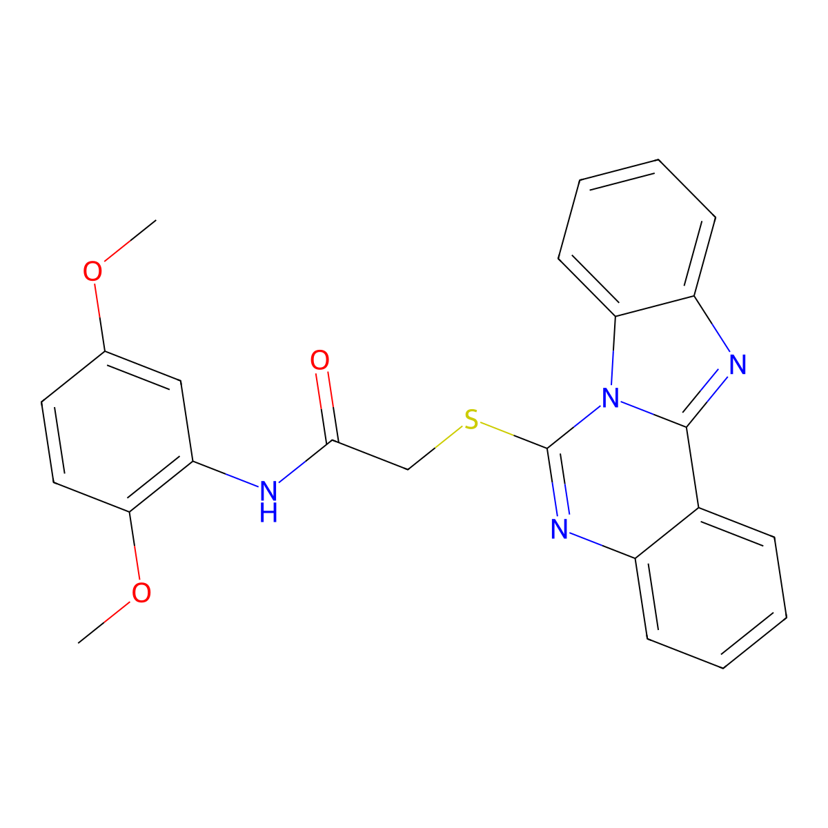 2-(benzimidazo[1,2-c]quinazolin-6-ylthio)-N-(2,5-dimethoxyphenyl)acetamide molecular structure, CAS 801264-75-5