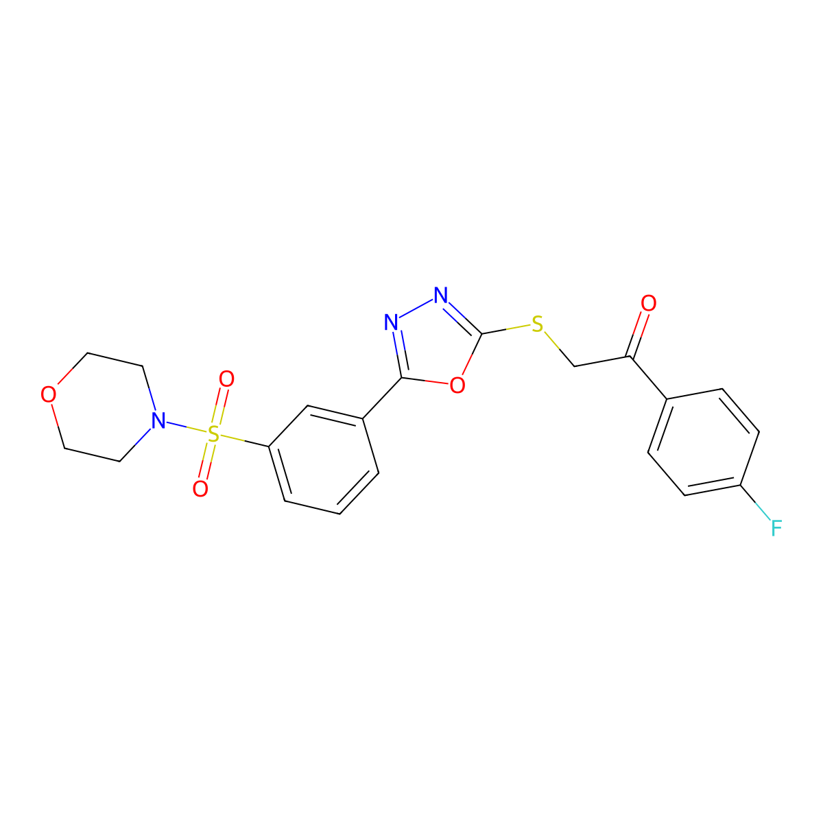1-(4-Fluorophenyl)-2-({5-[3-(morpholin-4-ylsulfonyl)phenyl]-1,3,4-oxadiazol-2-yl}sulfanyl)ethanone molecular structure, CAS 801267-96-9