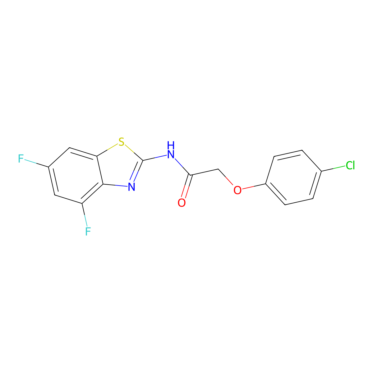 2-(4-chlorophenoxy)-N-(4,6-difluoro-1,3-benzothiazol-2-yl)acetamide molecular structure, CAS 801269-08-9