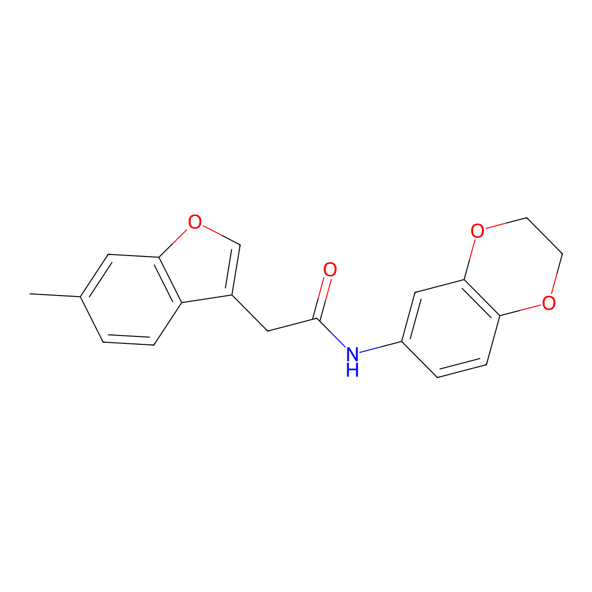 N-(2,3-dihydro-1,4-benzodioxin-6-yl)-2-(6-methyl-1-benzofuran-3-yl)acetamide molecular structure, CAS 801272-93-5