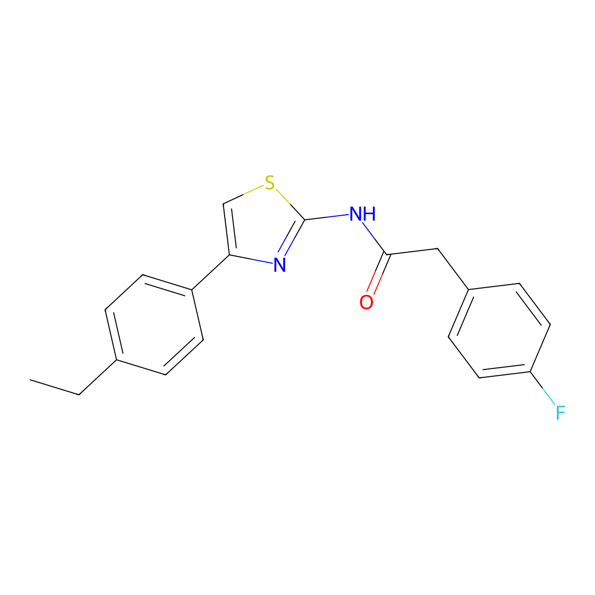 N-[4-(4-ethylphenyl)-1,3-thiazol-2-yl]-2-(4-fluorophenyl)acetamide molecular structure, CAS 801277-87-2