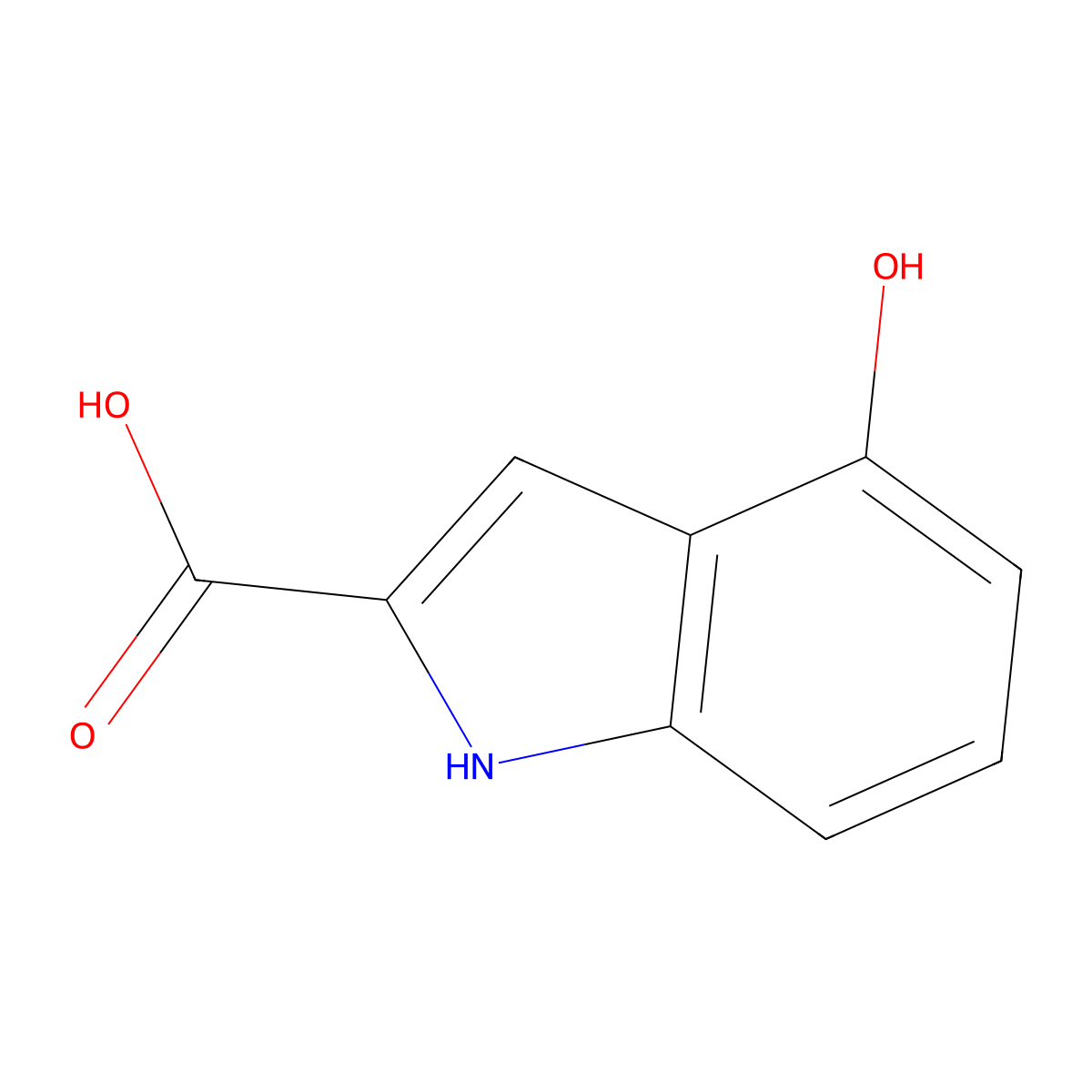 4-Hydroxy-1H-indole-2-carboxylic acid molecular structure, CAS 80129-52-8
