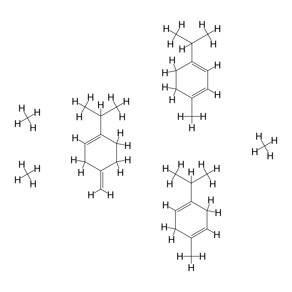 Terpinene molecular structure, CAS 8013-00-1