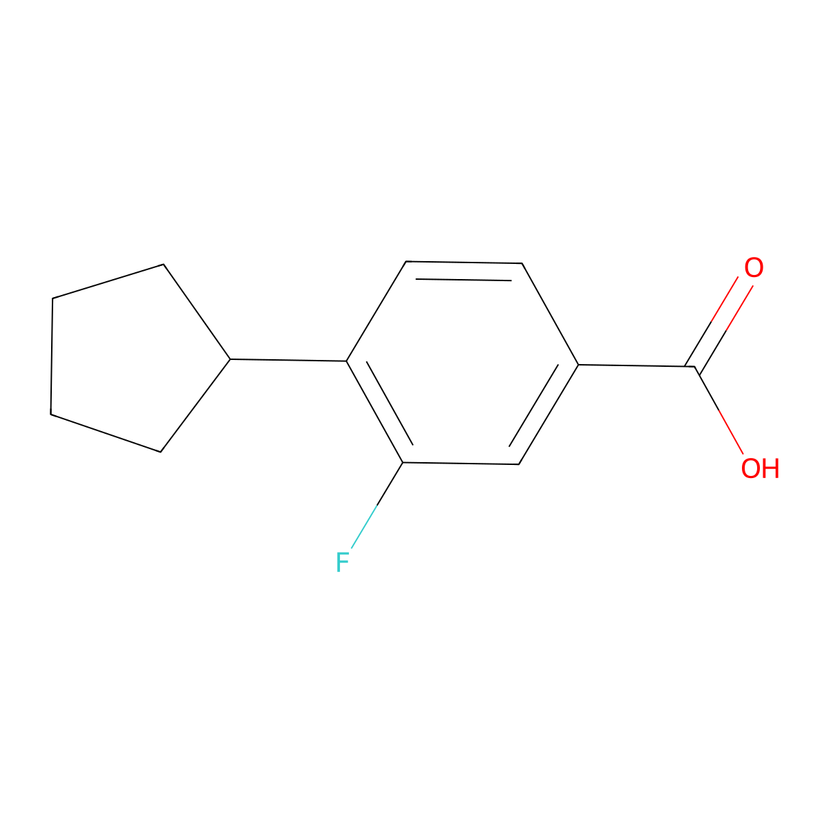 3-Fluoro-4-cyclopentyl-benzoic acid molecular structure, CAS 801303-24-2
