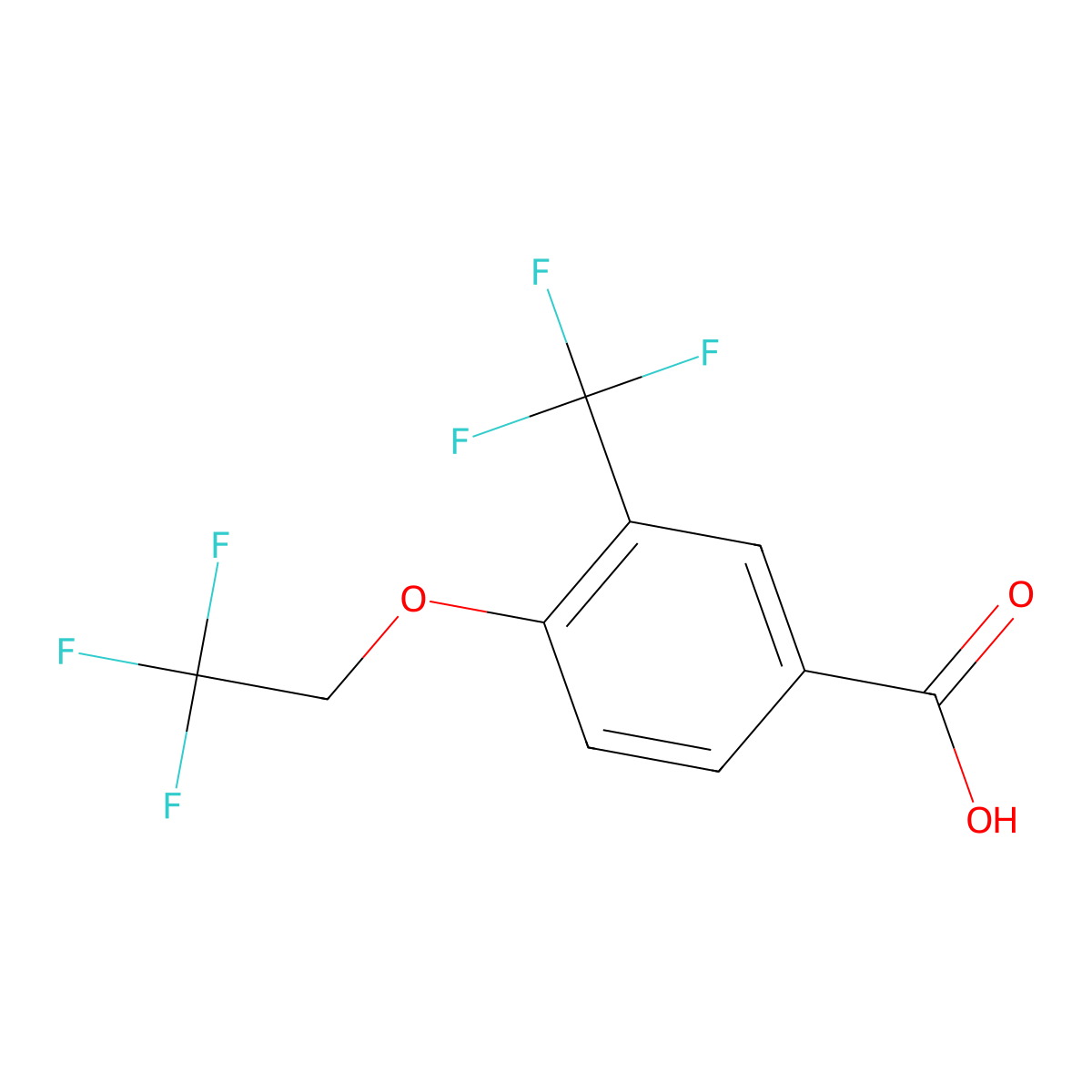 4-(2,2,2-Trifluoro-ethoxy)-3-trifluoromethyl-benzoic acid molecular structure, CAS 801303-36-6