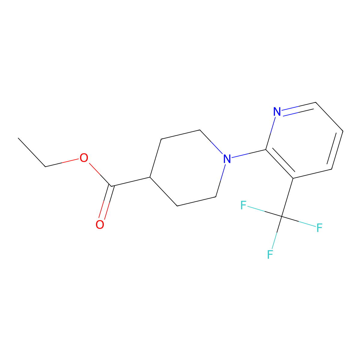 Ethyl 1-[3-(trifluoromethyl)pyridin-2-yl]piperidine-4-carboxylate molecular structure, CAS 801306-50-3