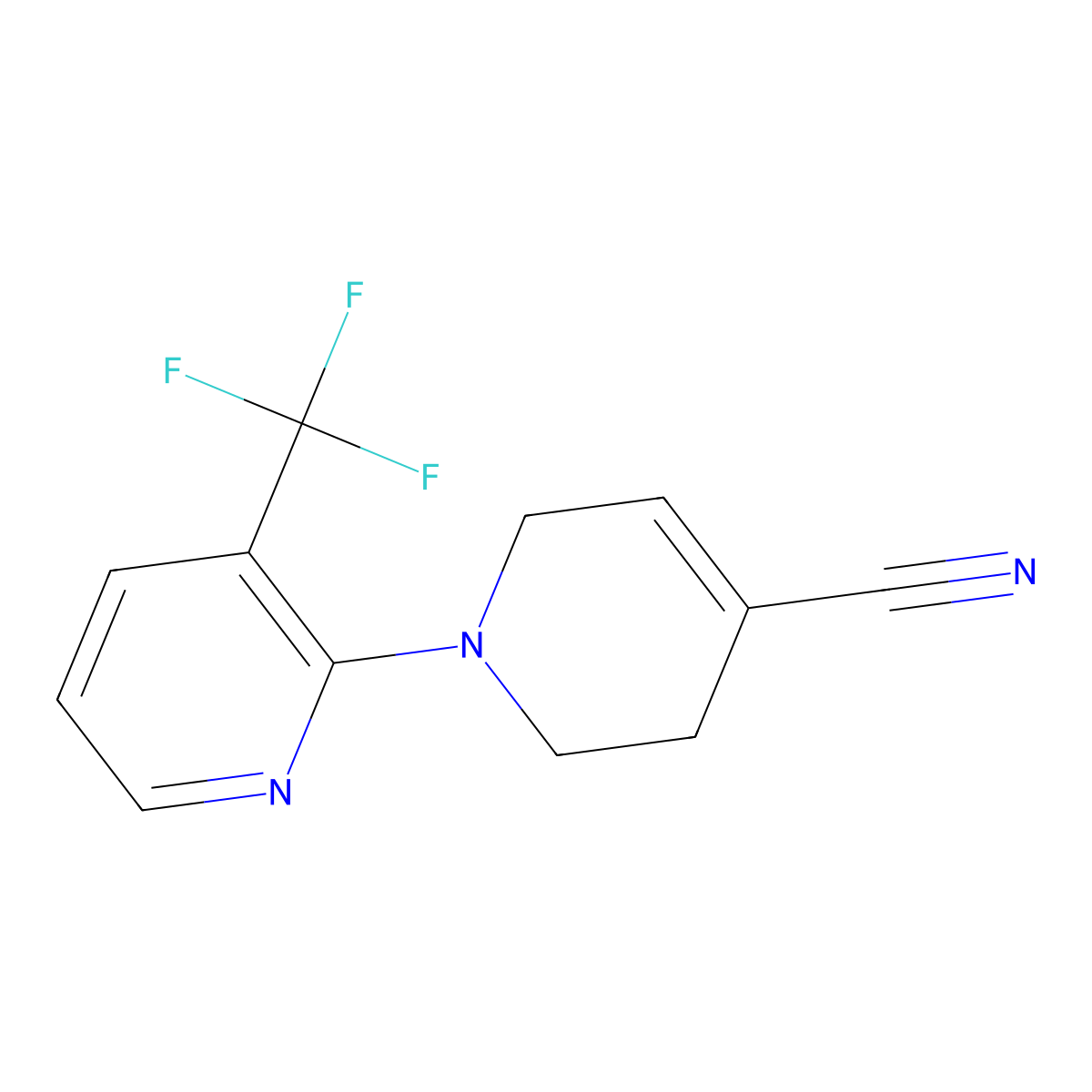 3'-(trifluoromethyl)-3,6-dihydro-2H-[1,2'-bipyridine]-4-carbonitrile molecular structure, CAS 801306-56-9
