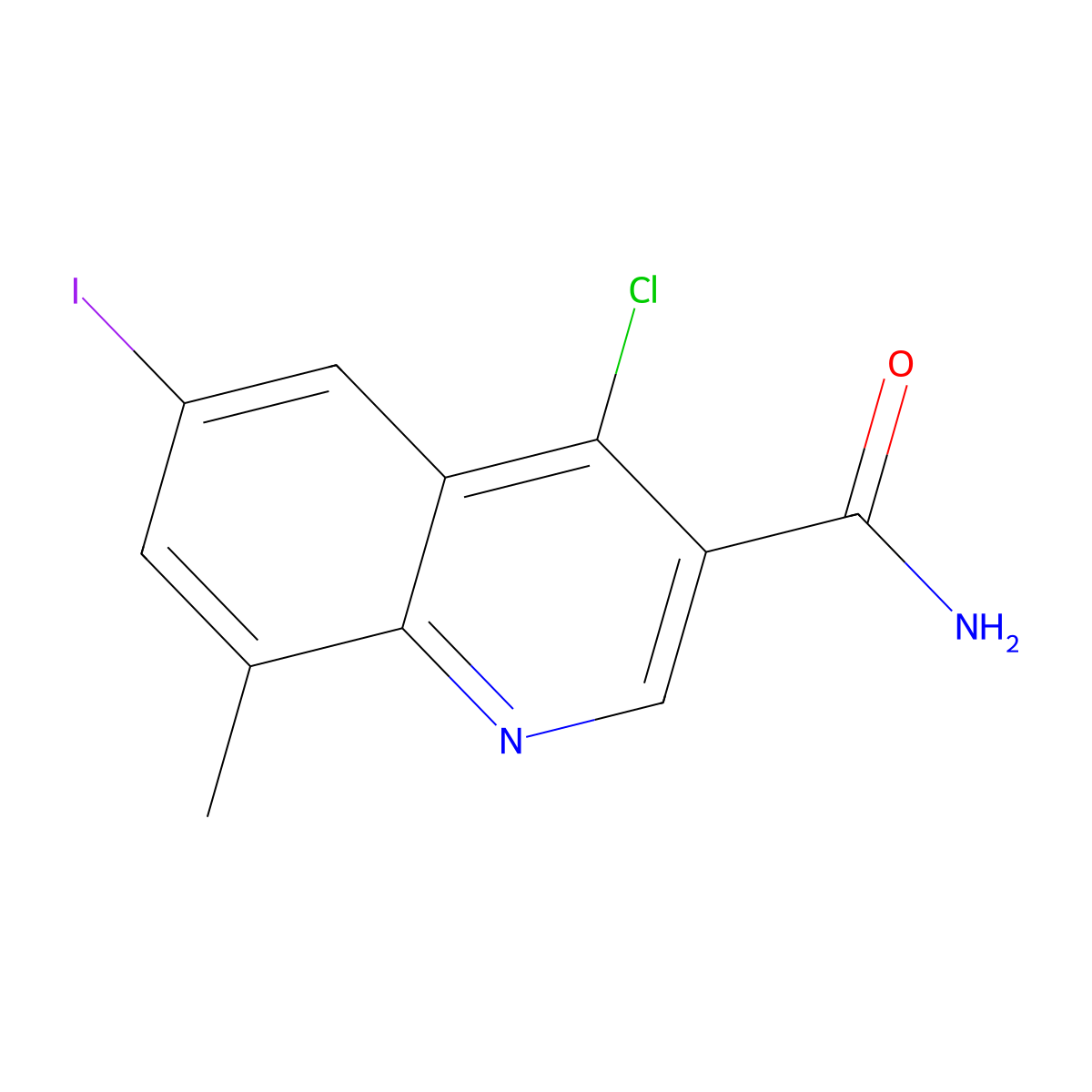 4-Chloro-6-iodo-8-methylquinoline-3-carboxamide molecular structure, CAS 801315-31-1