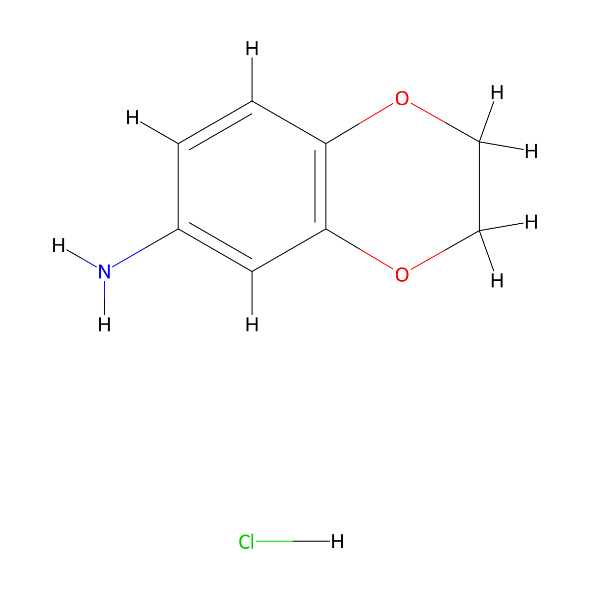 2,3-Dihydro-1,4-benzodioxin-6-amine hydrochloride molecular structure, CAS 801316-07-4