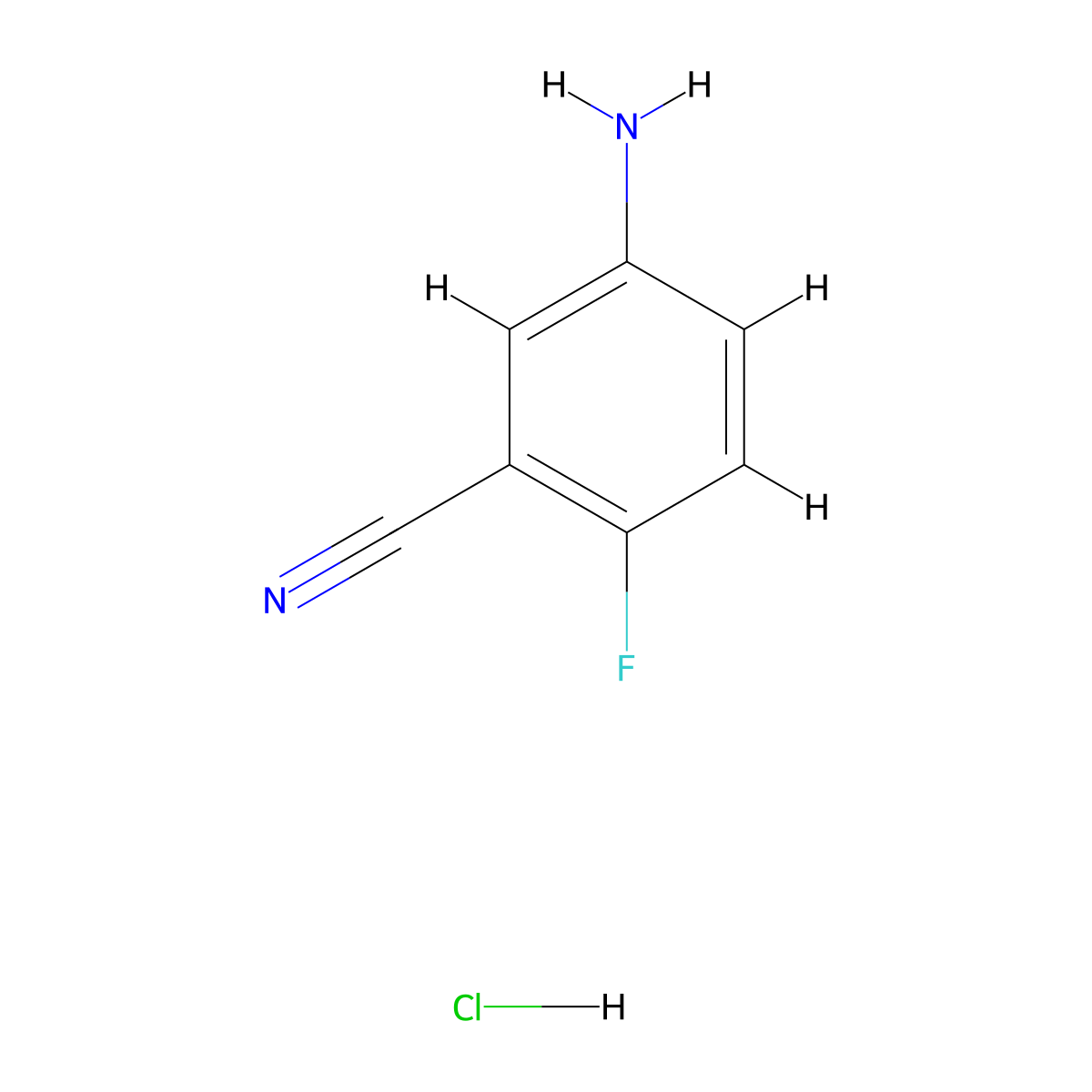 3-Cyano-4-fluoroaniline, hcl molecular structure, CAS 801316-08-5